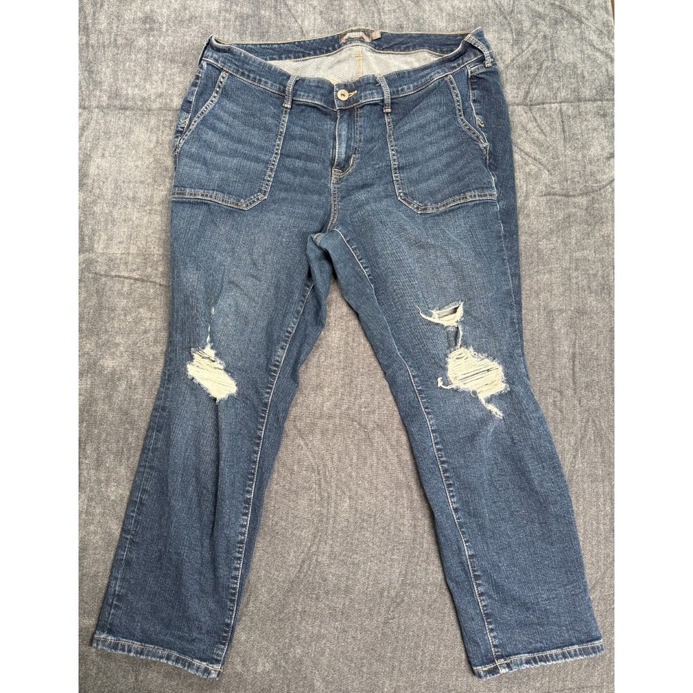 Torrid Womens Size 18R Distressed Skinny Jeans Blue Stretch Denim Plus